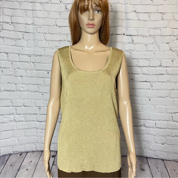Ralph Lauren Knit Rayon Gold Tank Cardigan Set Size 2X - Picture 4 of 14